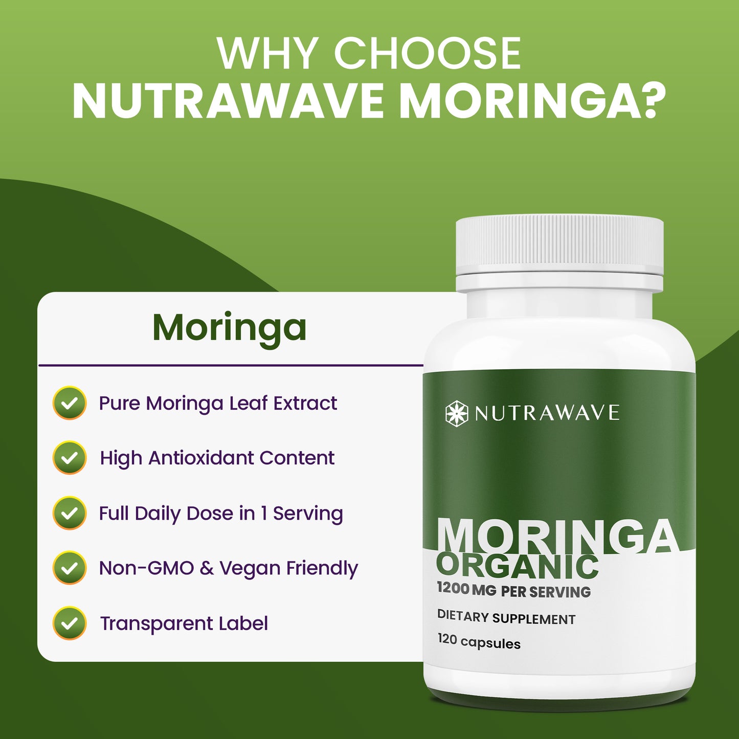 
                  
                    Organic Moringa Leaf Capsules - 1200mg
                  
                
