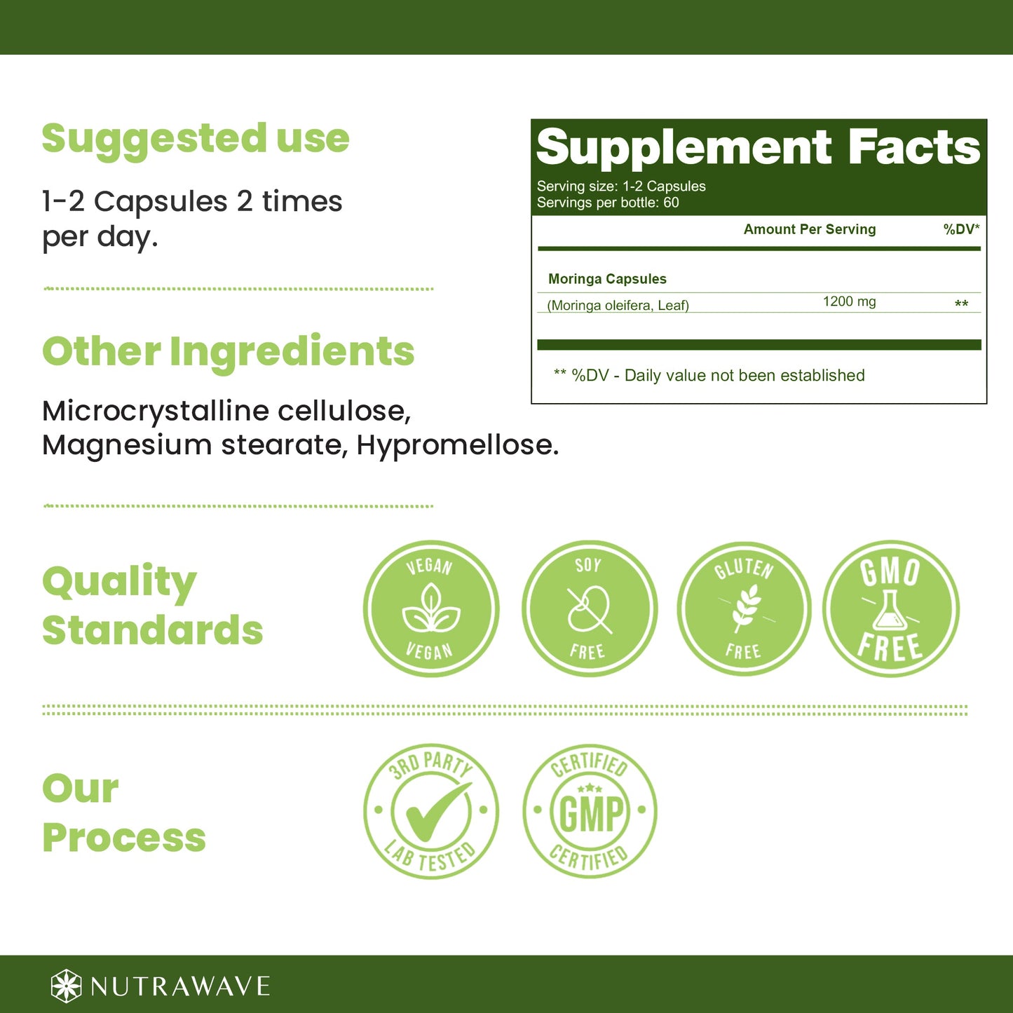 
                  
                    Organic Moringa Leaf Capsules - 1200mg
                  
                